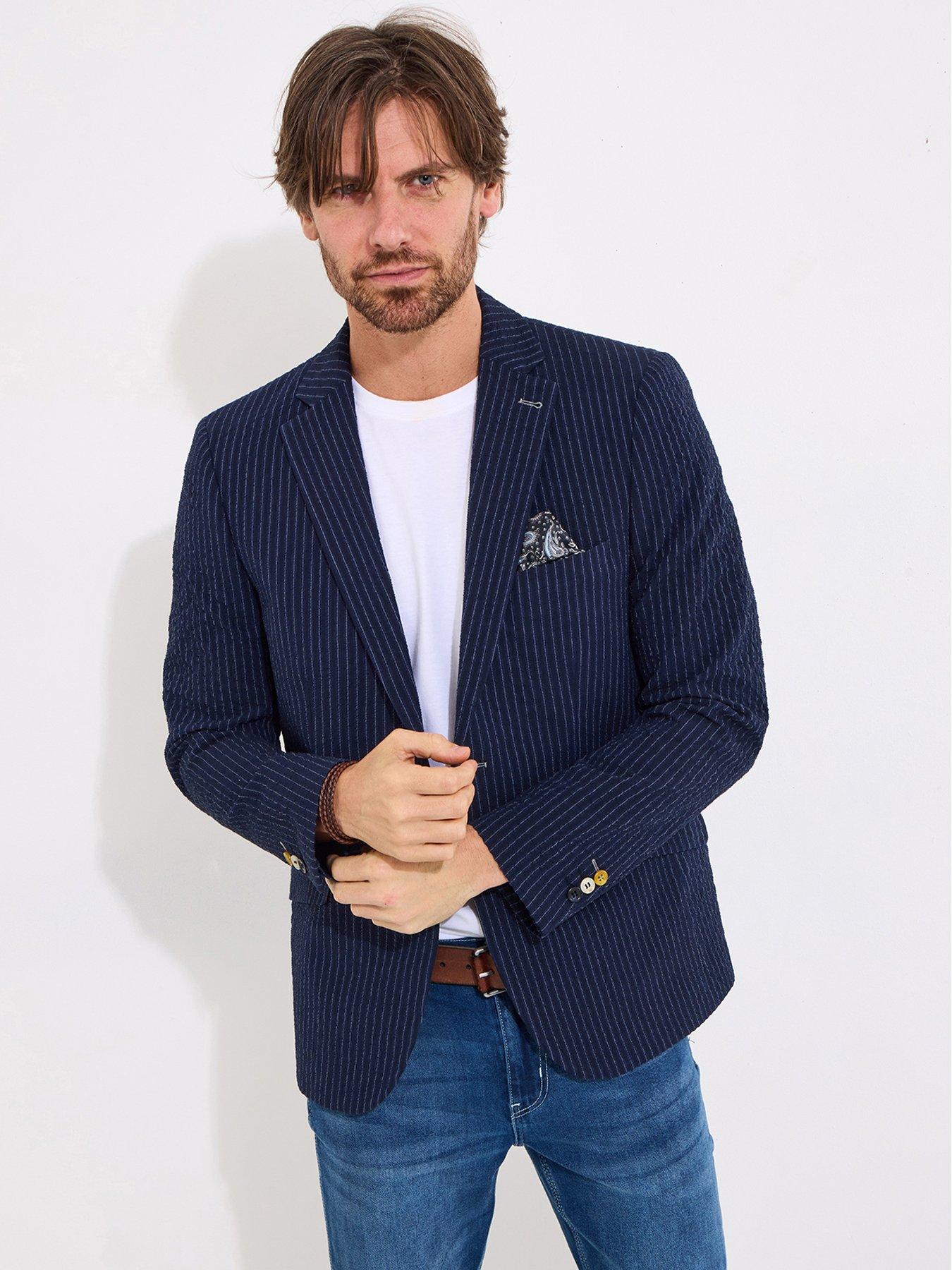 Image 1 of 6 of Joe Browns Pinstripe Textured Suit Jacket - Navy