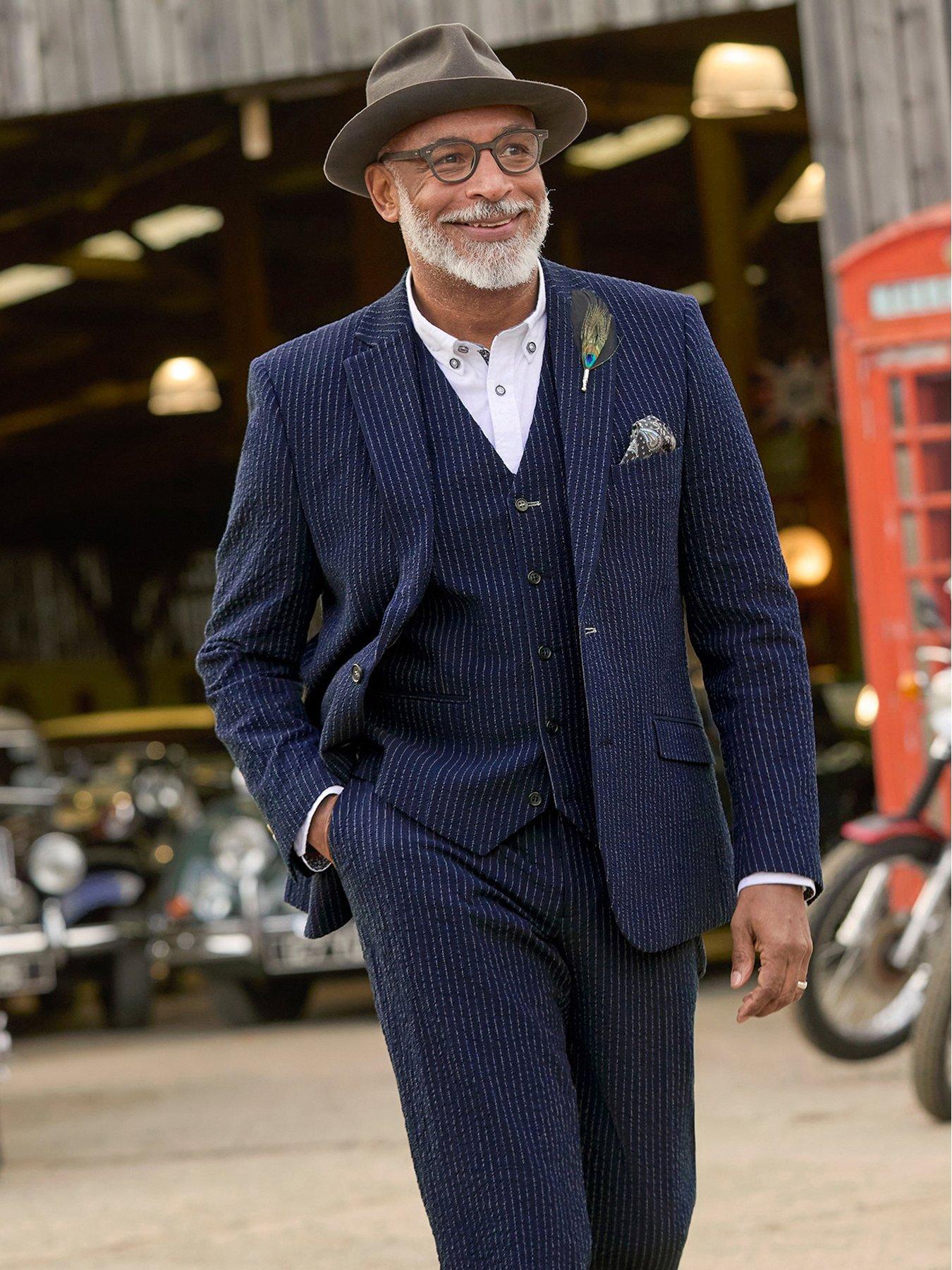 Image 2 of 6 of Joe Browns Pinstripe Textured Suit Jacket - Navy