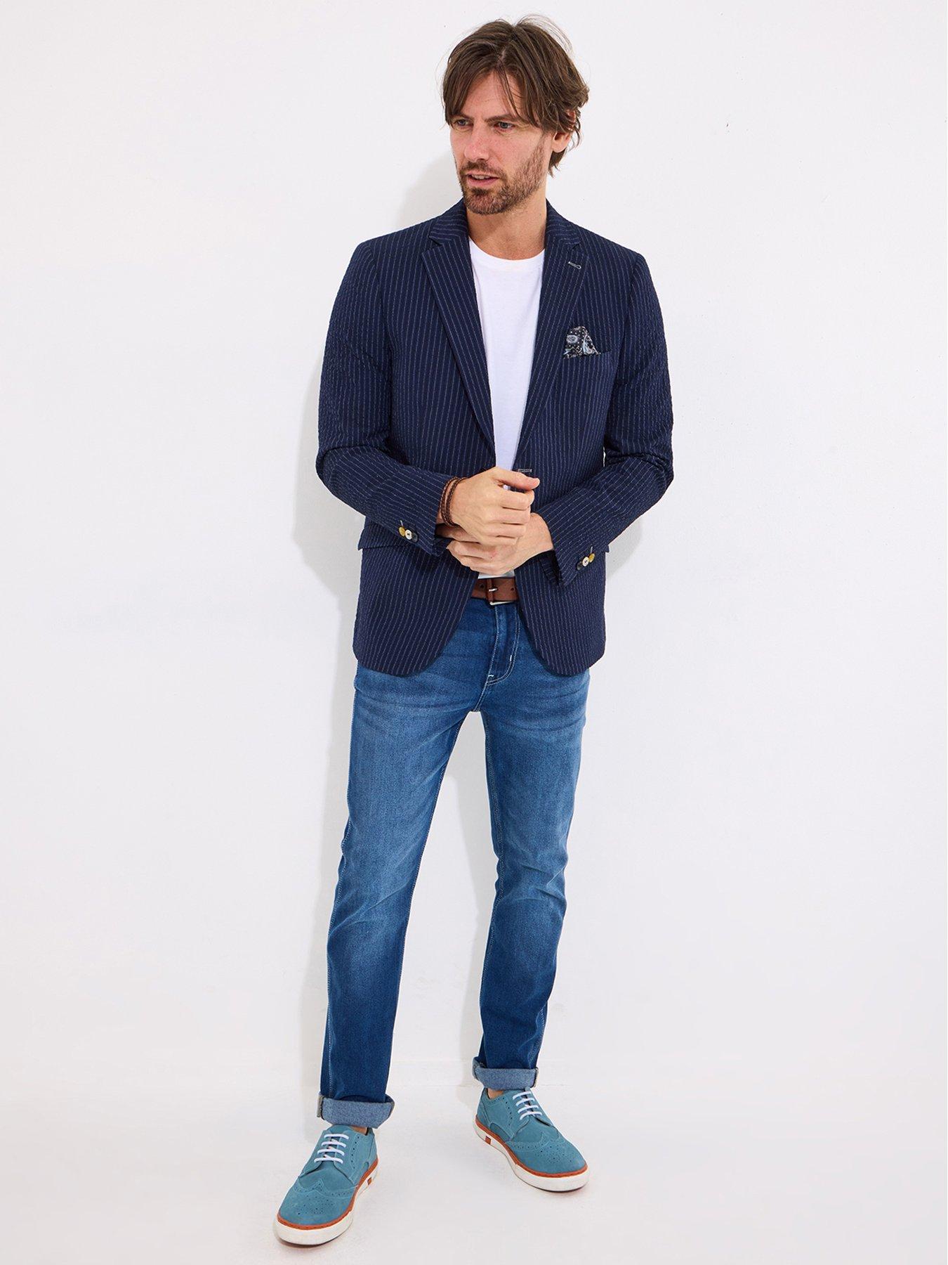 Image 3 of 6 of Joe Browns Pinstripe Textured Suit Jacket - Navy