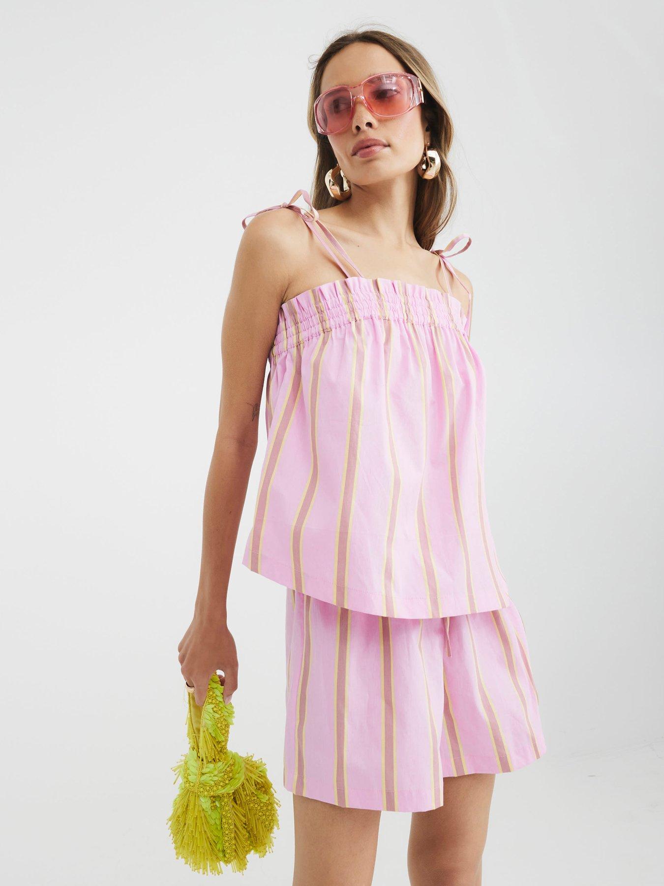 undefined Stripe Cami Top - Medium Pink