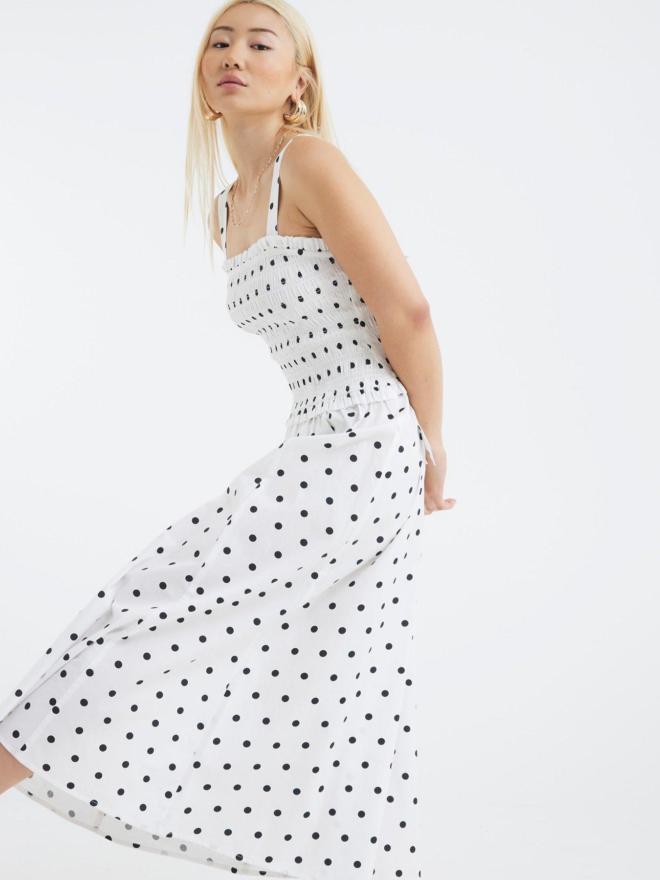 Image 3 of 4 of River Island Shirred Midi Dress - White