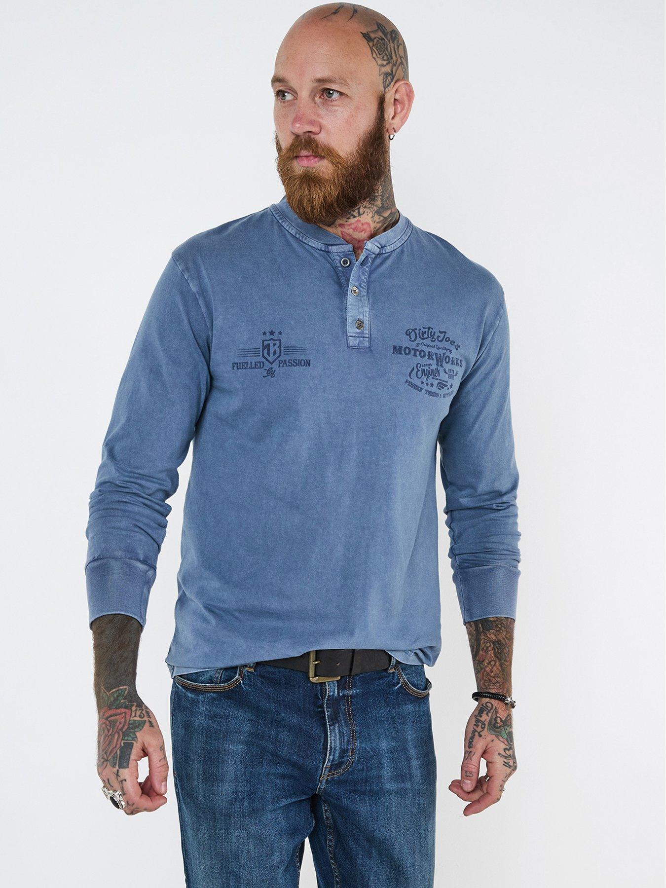 undefined Perfect Placement Long Sleeve Henley T-shirt - Dark Blue