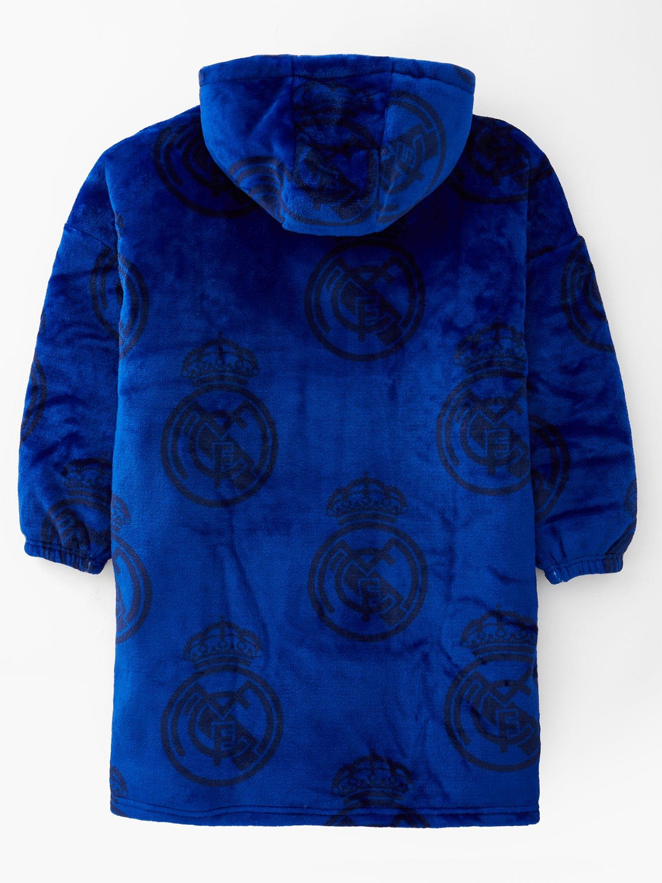 Real Madrid Pyjama pour garçon, ensemble de vêtements de nuit de football, vêtements de nuit en coton pour enfants de 5 à 13 ans, Noir , 5-6 ans
