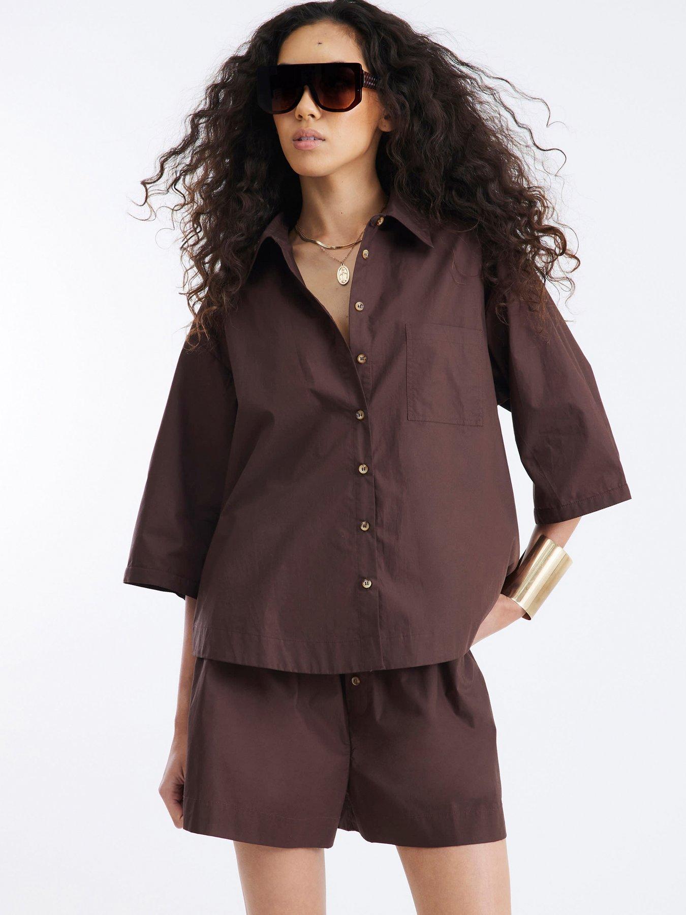 undefined Short Sleeve Shirt - Dark Brown