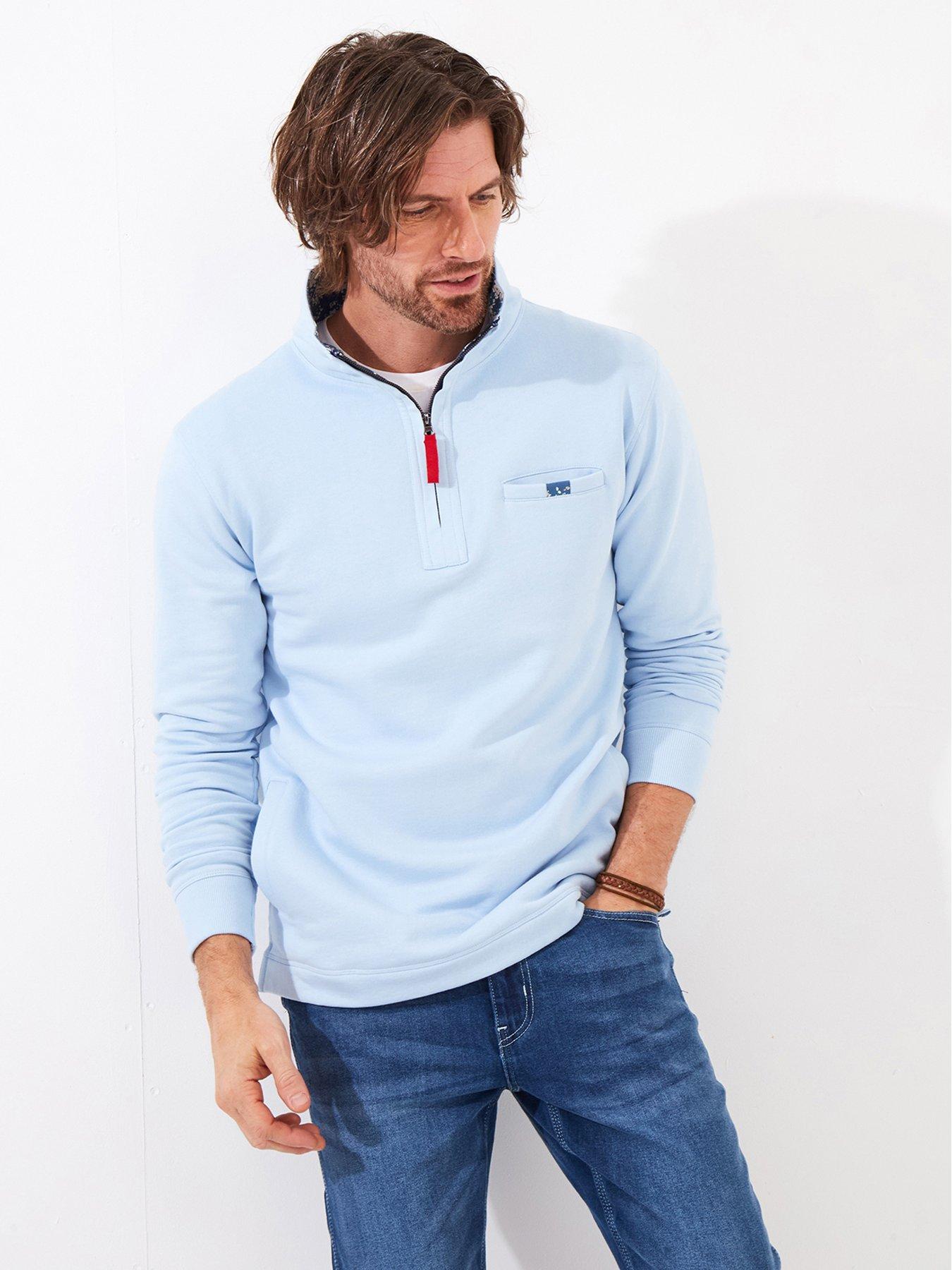 Joe Browns Very Versatile Funnel Neck Quarter Zip Sweat - Light Blue