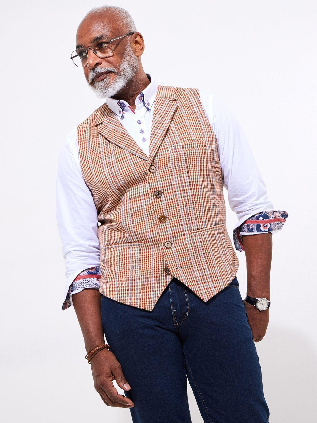 undefined Check Waistcoat - Orange