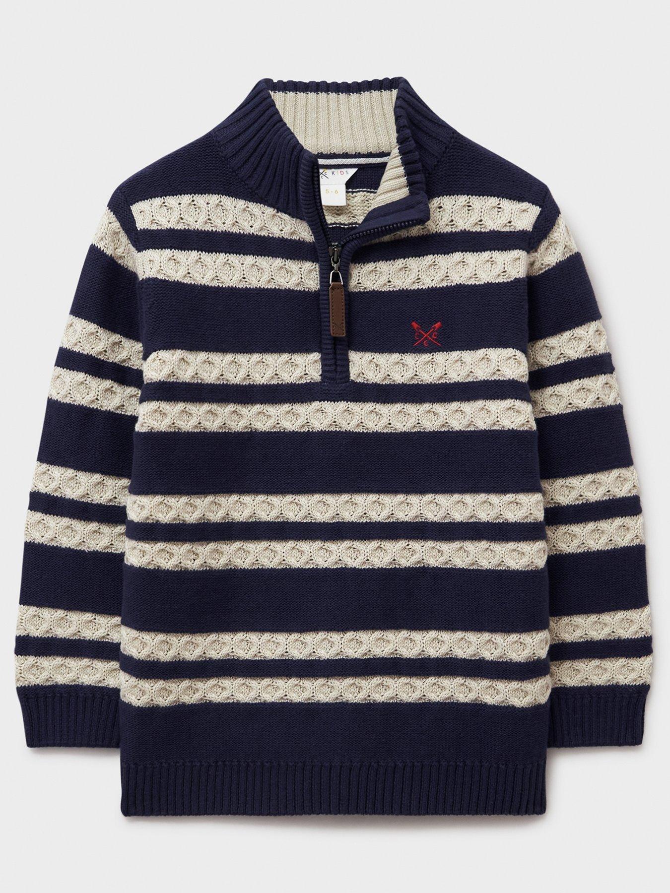undefined Boys Rope Cable Knit Half Zip Jumper - Navy