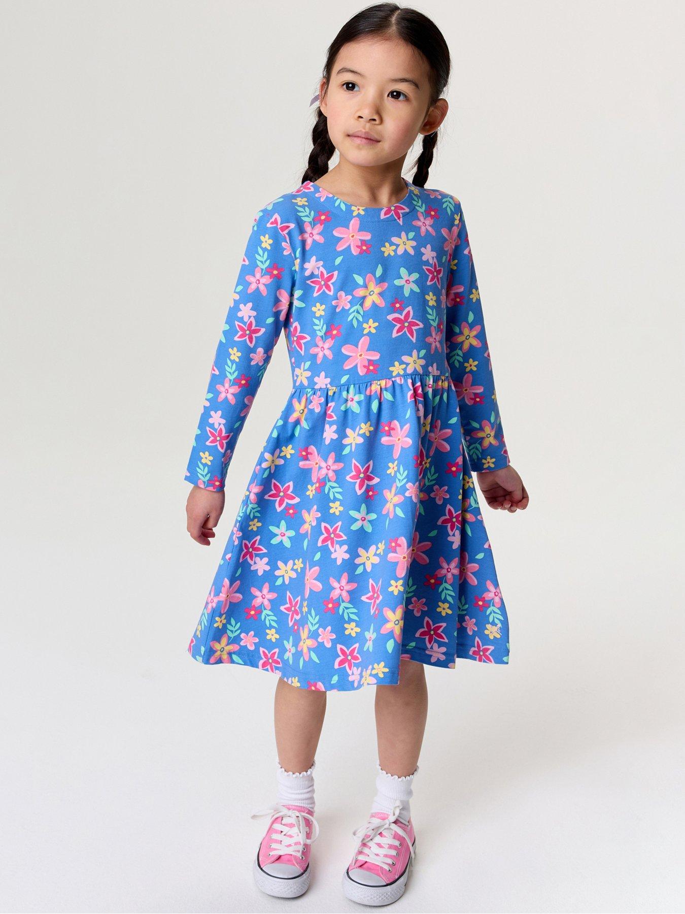 undefined Girls Classic Long Sleeve Jersey Dress - Multi