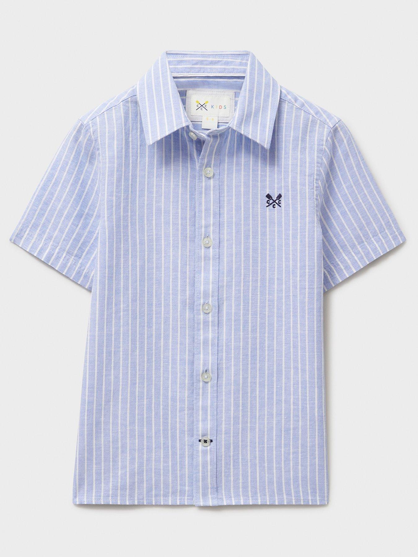 undefined Boys Cotton-Linen Short Sleeve Shirt - Light Blue