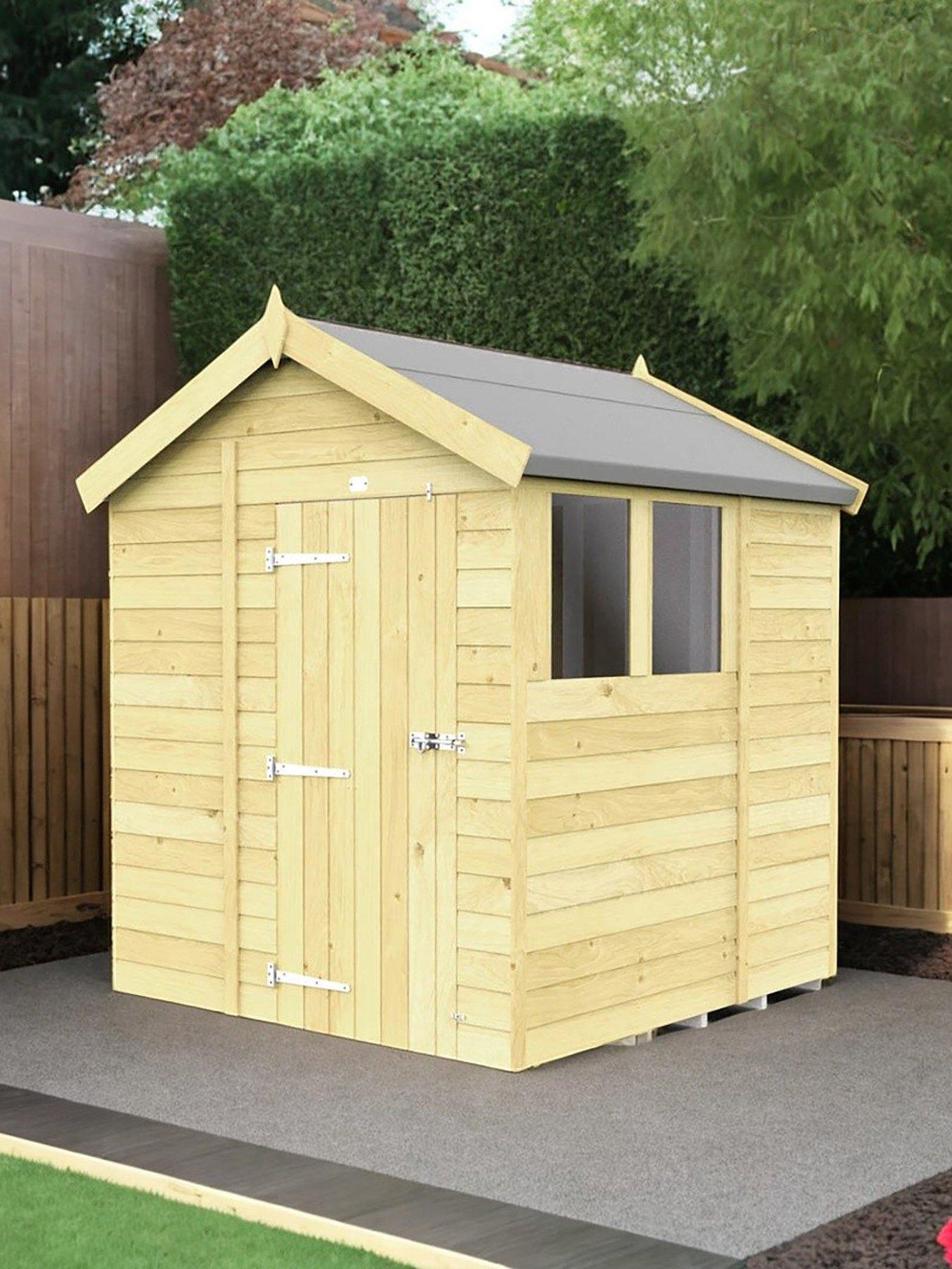 Product photograph of Diy Sheds 6 X 6 Apex Shed Shiplap Pressure Treated from very.co.uk