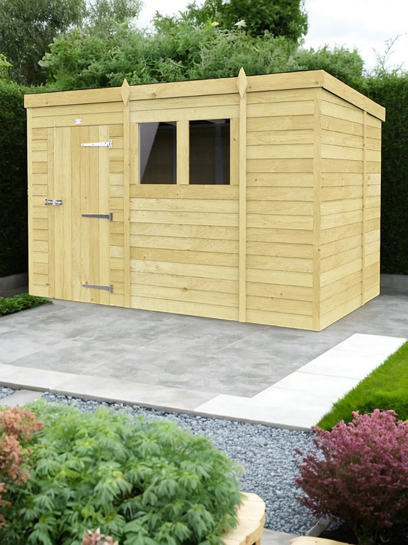 Product photograph of Diy Sheds 10 X 6 Pent Shed Shiplap Pressure Treated from very.co.uk