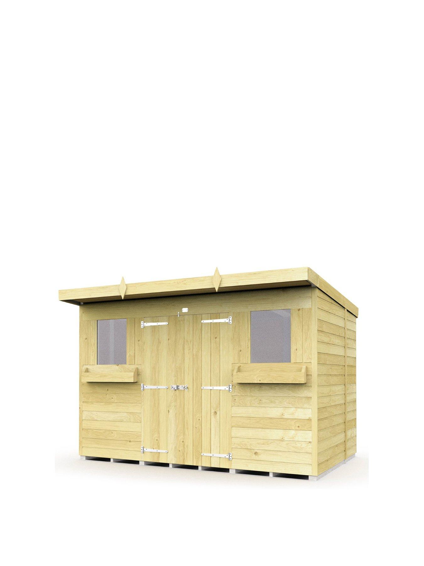 Product photograph of Diy Sheds 10 X 8 Pent Summer Shed Shiplap Pressure Treated from very.co.uk