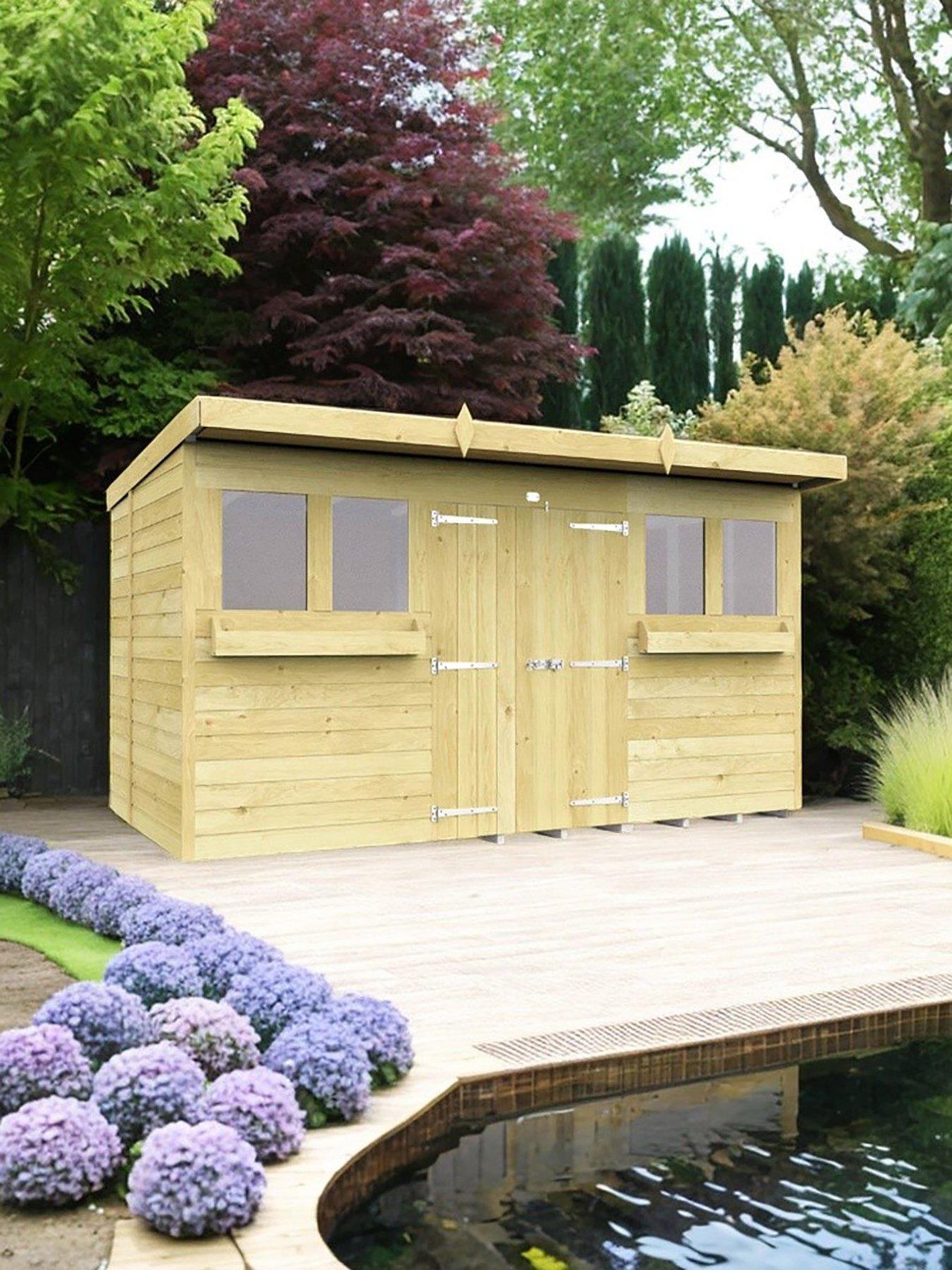 undefined 12 x 8 Pent Summer Shed Shiplap pressure treated