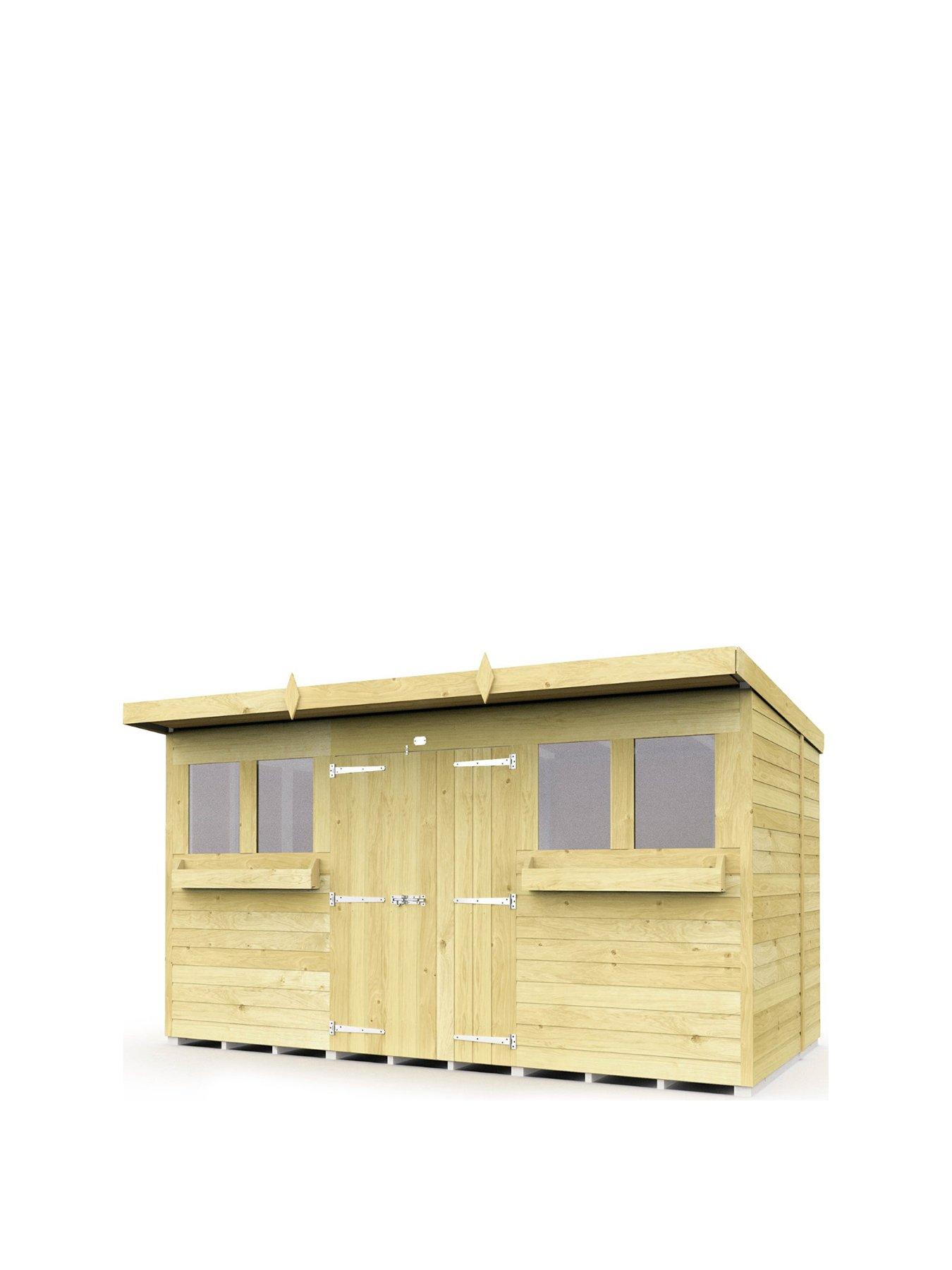 Product photograph of Diy Sheds 12 X 8 Pent Summer Shed Shiplap Pressure Treated from very.co.uk
