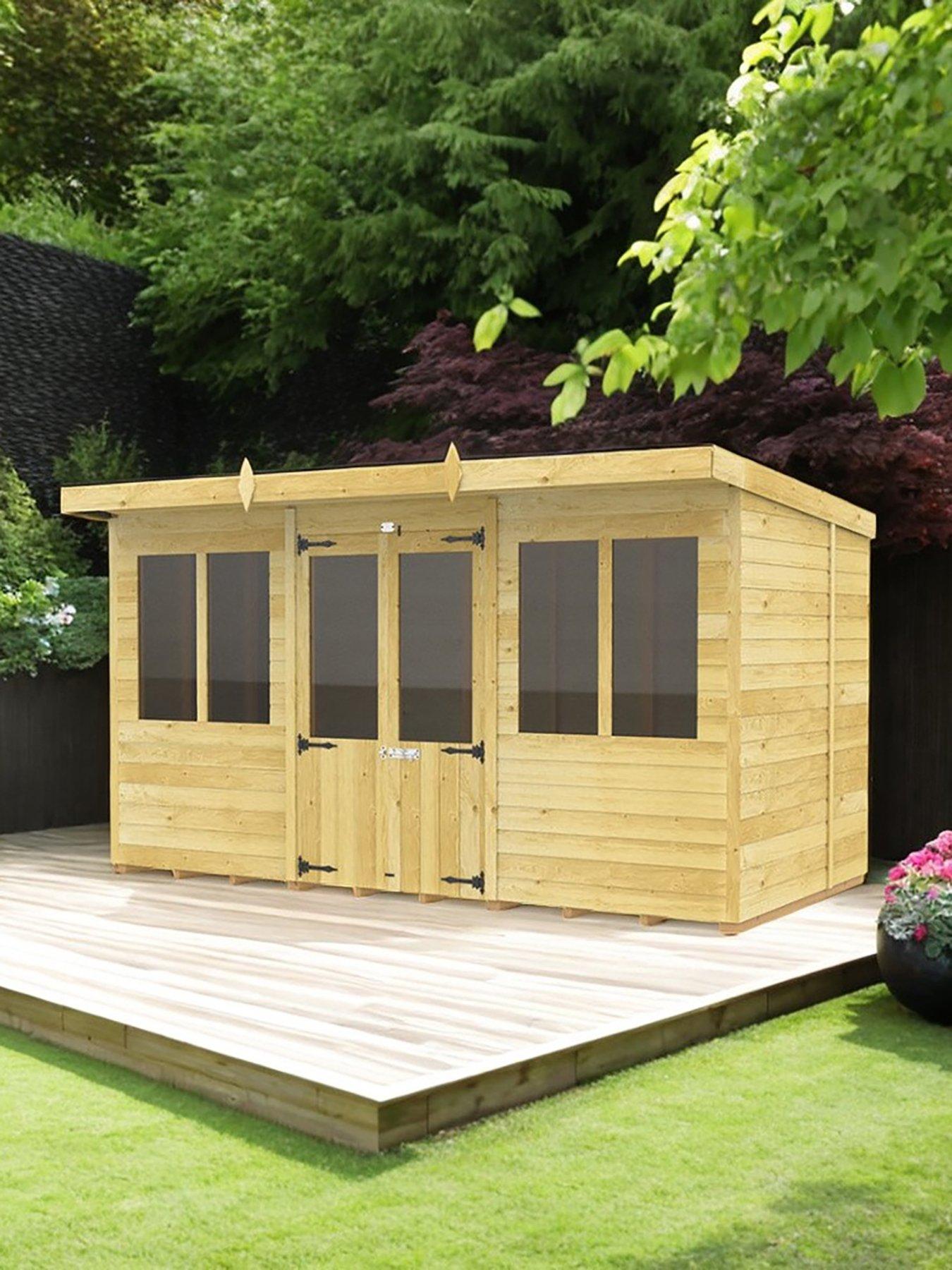 Product photograph of Diy Sheds 12 X 6ft Pent Summer House Shiplap Pressure Treated from very.co.uk