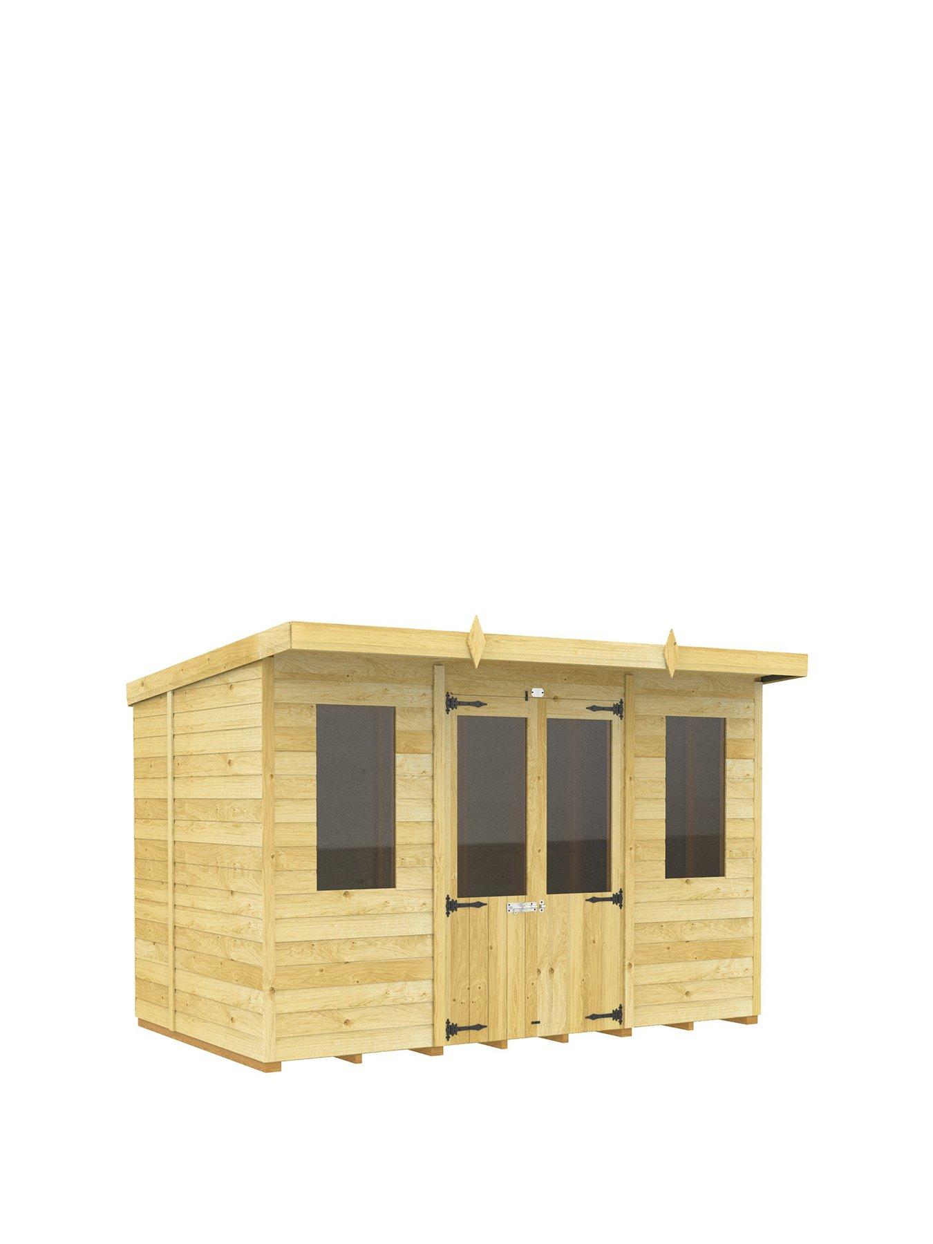 Product photograph of Diy Sheds 10 X 8 Pent Summer House Shiplap Pressure Treated from very.co.uk