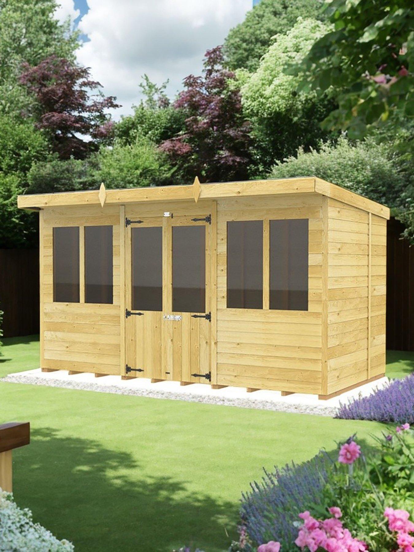Product photograph of Diy Sheds 12 X 8ft Pent Summer House Shiplap Pressure Treated from very.co.uk