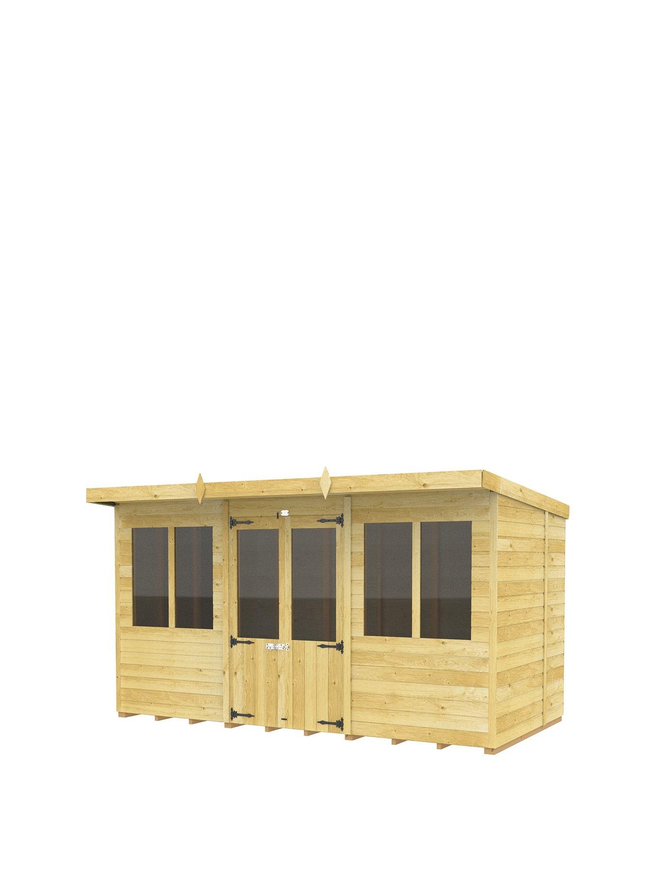 Product photograph of Diy Sheds 12 X 8ft Pent Summer House Shiplap Pressure Treated from very.co.uk