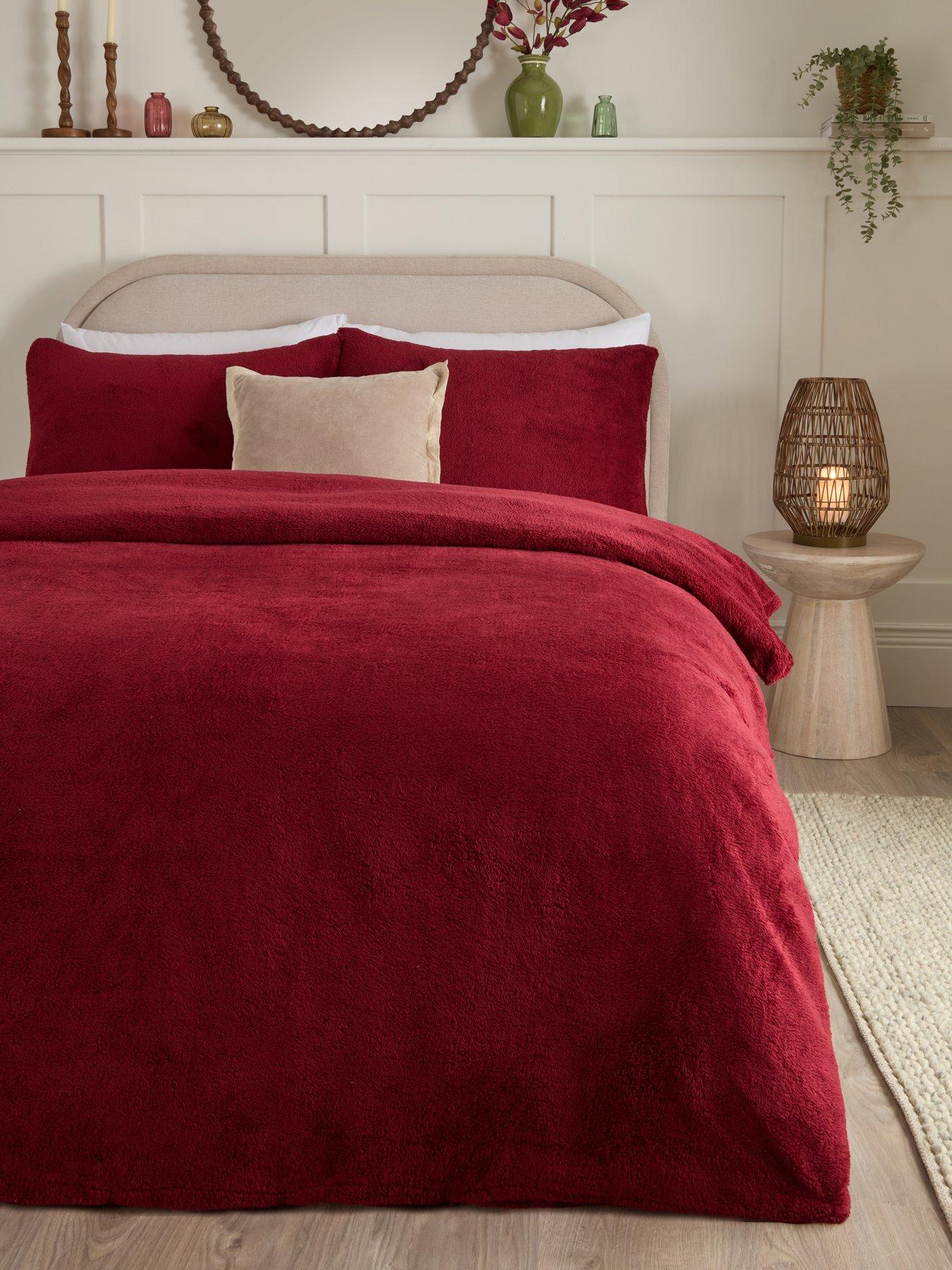 Very Home Everyday Teddy Fleece Duvet Cover Set - Burgundy