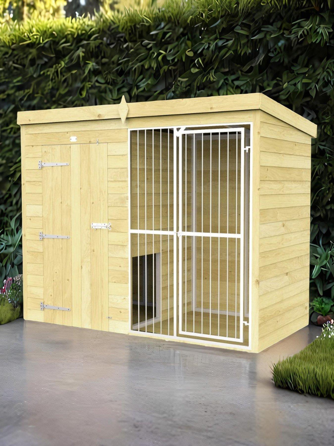 undefined 8 x 4ft Dog Kennel And Run (Full Height With Bars) Shiplap Pressure Treated