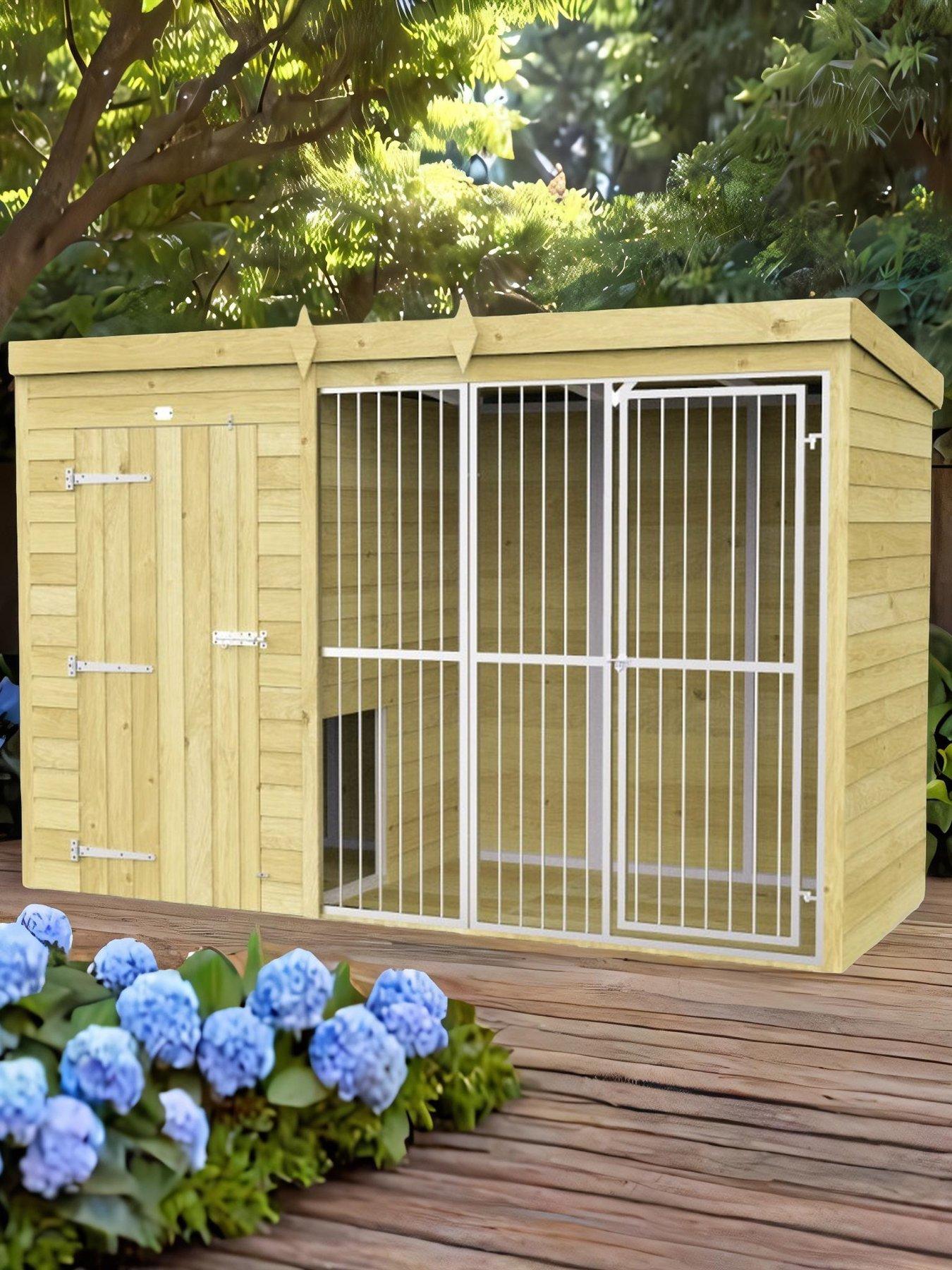 undefined 10 x 4ft Dog Kennel And Run (Full Height With Bars) Shiplap Pressure Treated