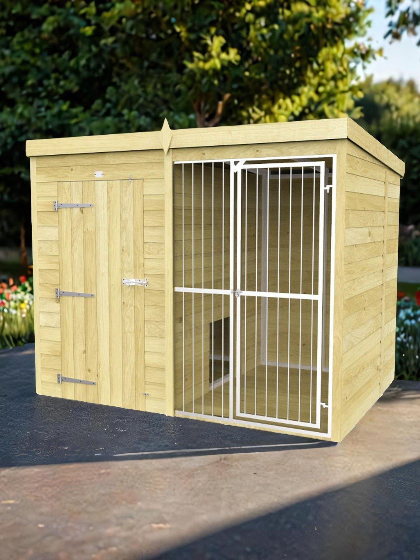 undefined 8 x 6ft Dog Kennel And Run (Full Height With Bars) Shiplap Pressure Treated