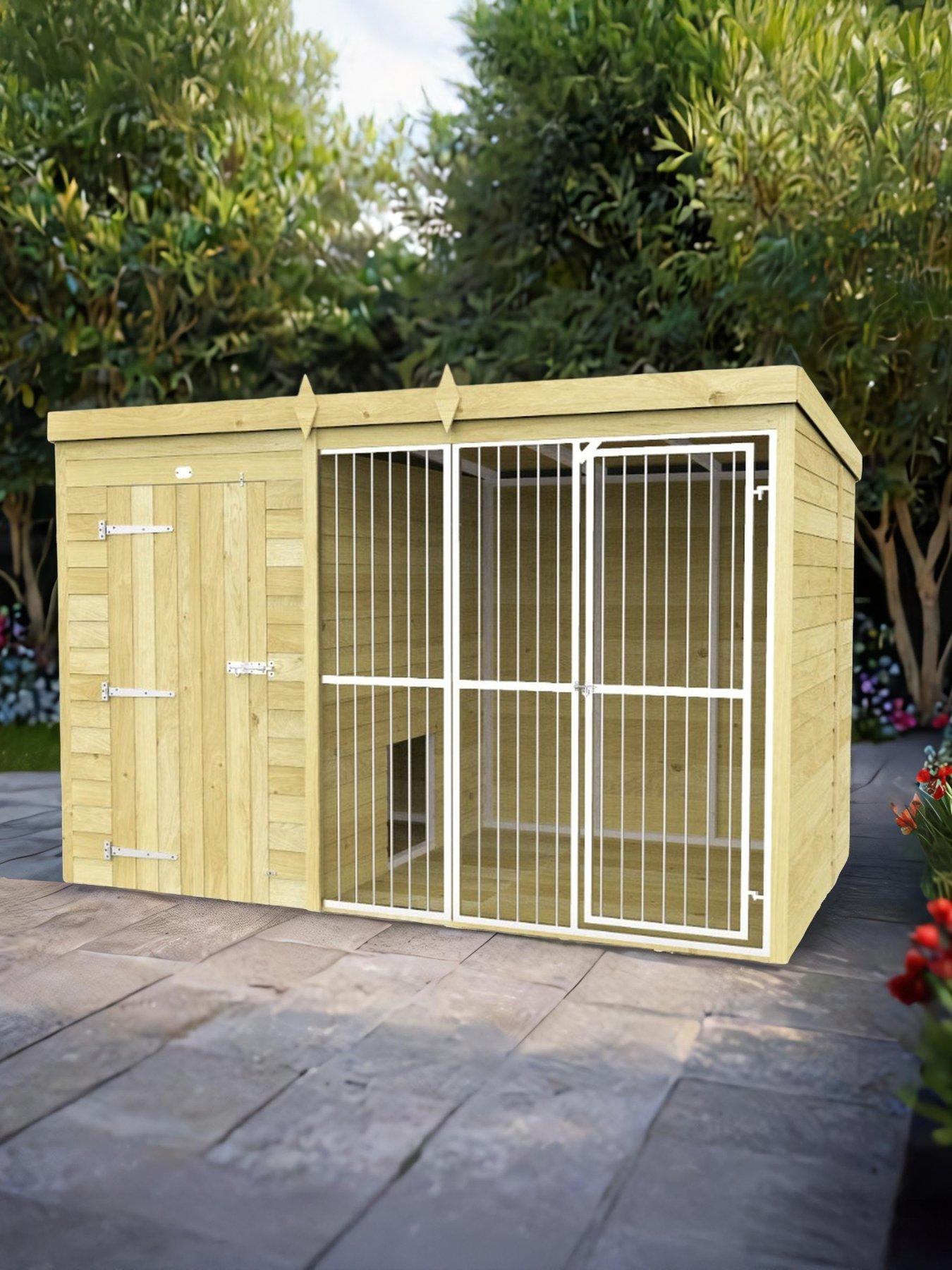 DIY Sheds 10 x 6ft Dog Kennel And Run (Full Height With Bars) Shiplap Pressure Treated