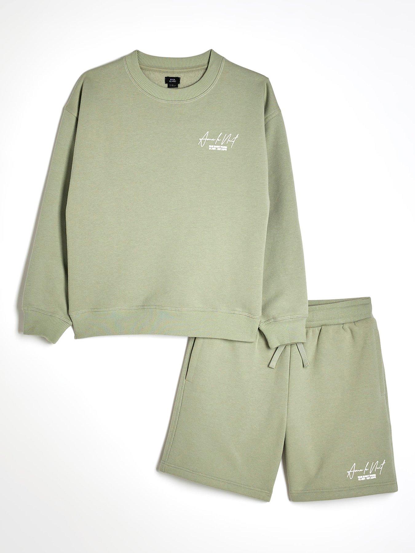 undefined Boys Sweatshirt Short Set - Light Green