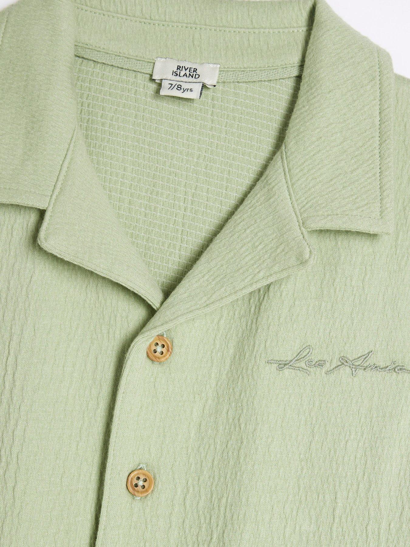 River Island Boys Textured Revere Shirt Set Light Green Very