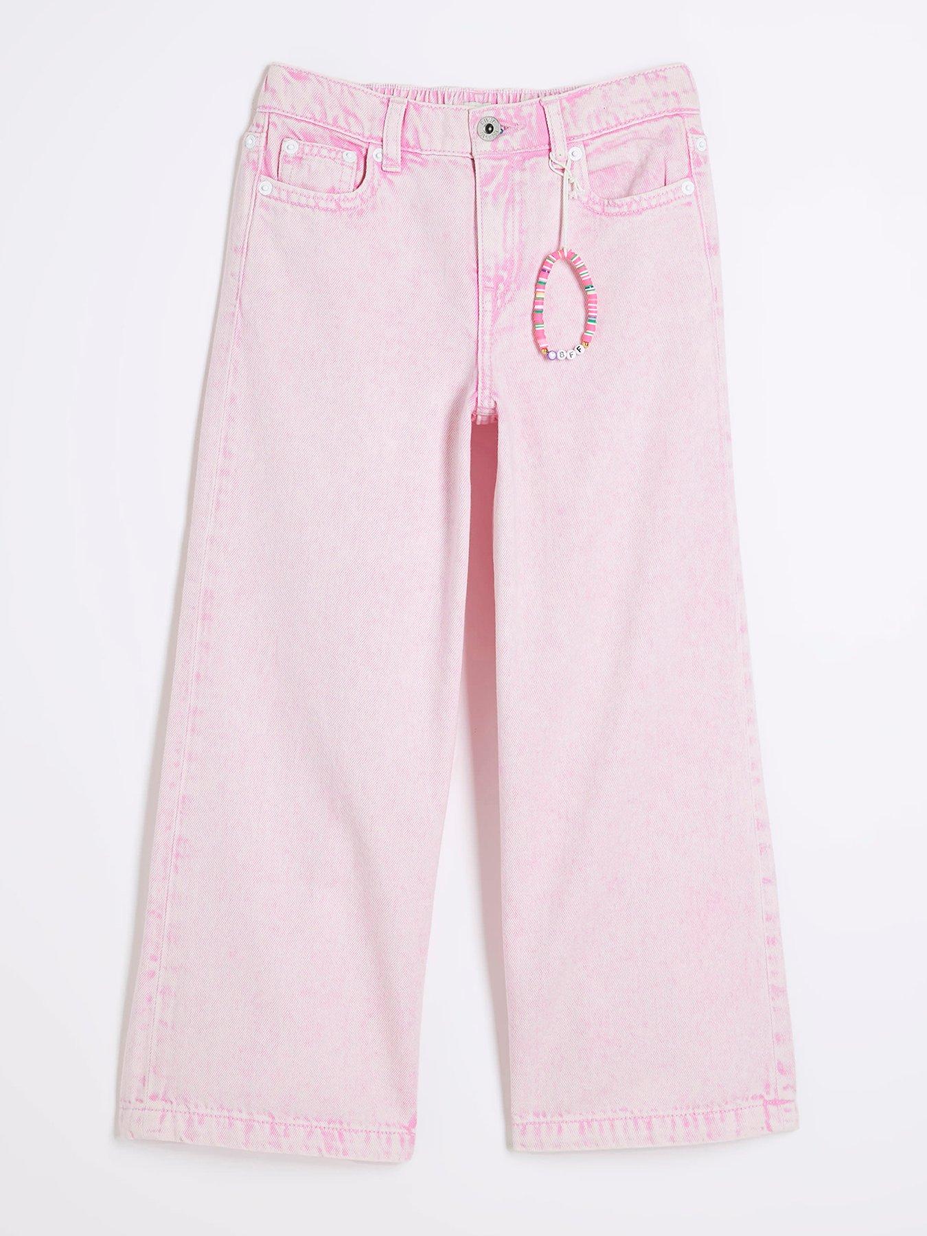 undefined Acid Wide Leg Jeans - Pink