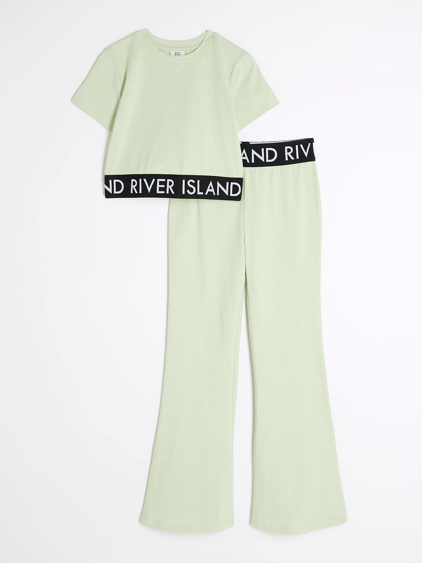 undefined Girls Kickflare Trousers Set - Apple Green