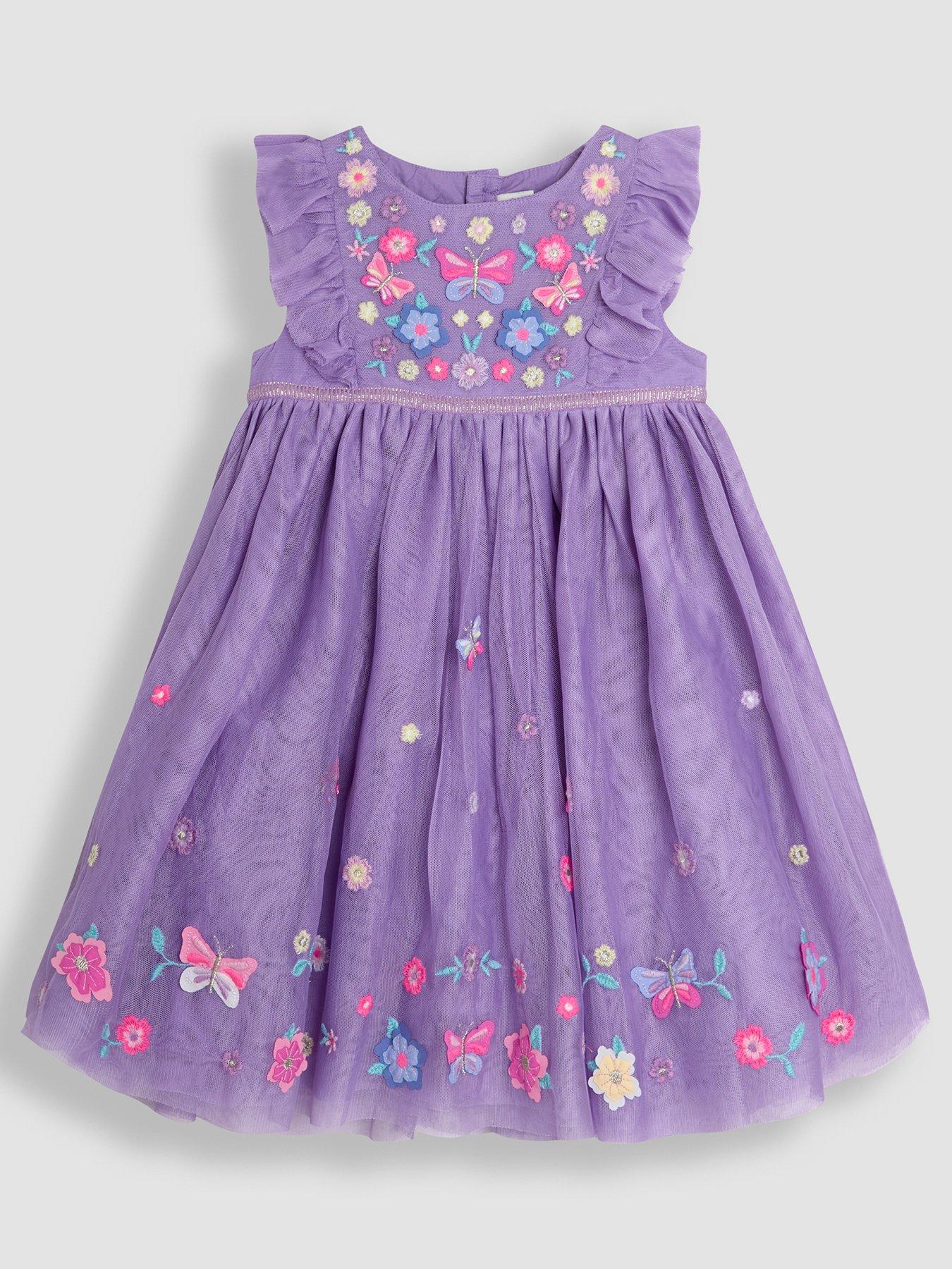 undefined Girl Butterfly Embroidered Tulle Party Dress - Lilac