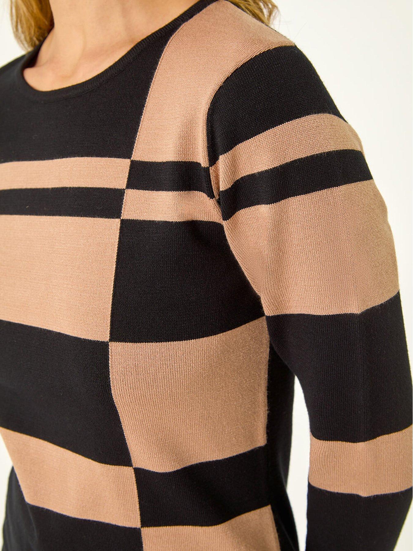 Image 5 of 5 of Roman Colour Block Knit Dress - Tan