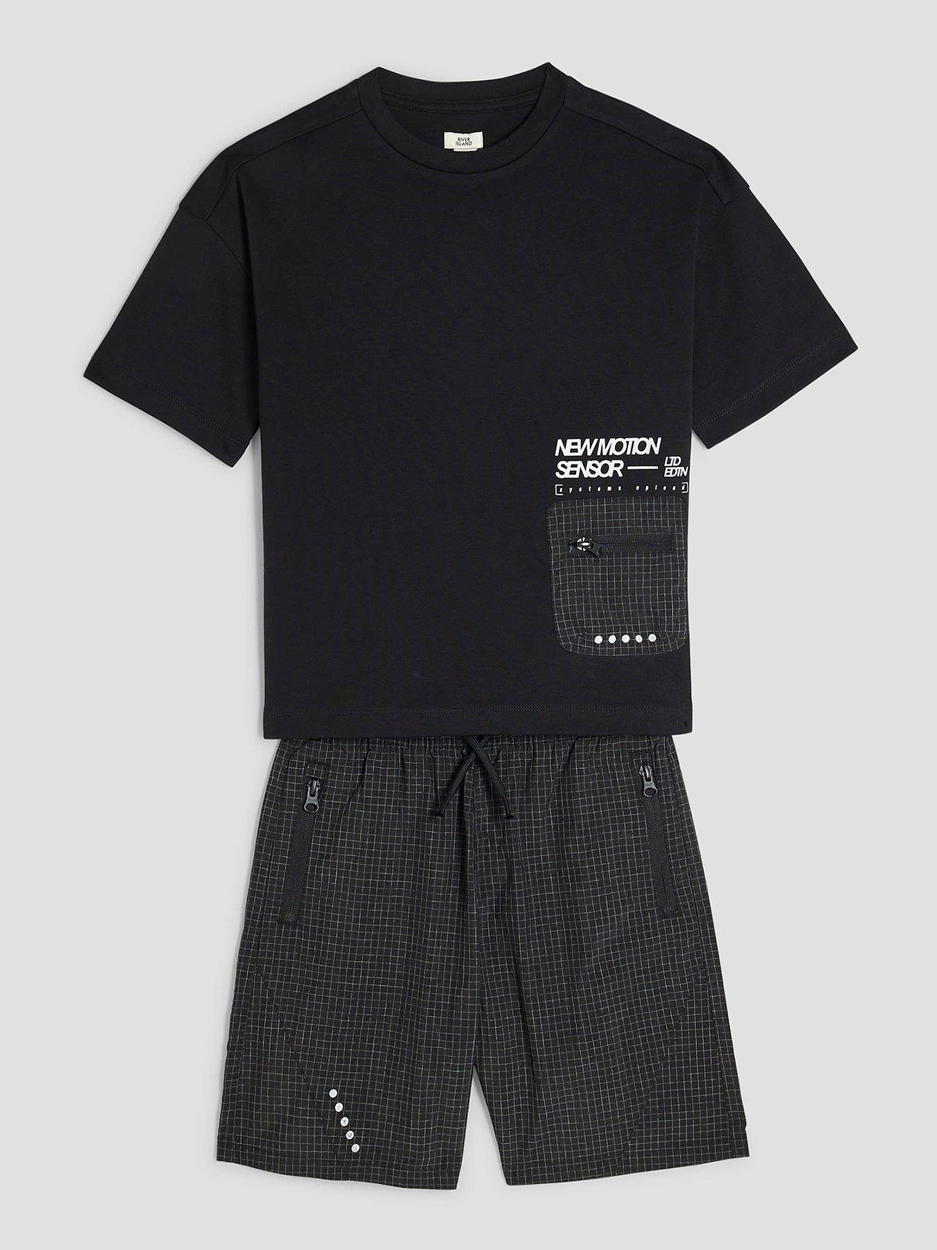 Image 3 of 5 of River Island Boys Mesh Pocket T-Shirt Set - Black - Black