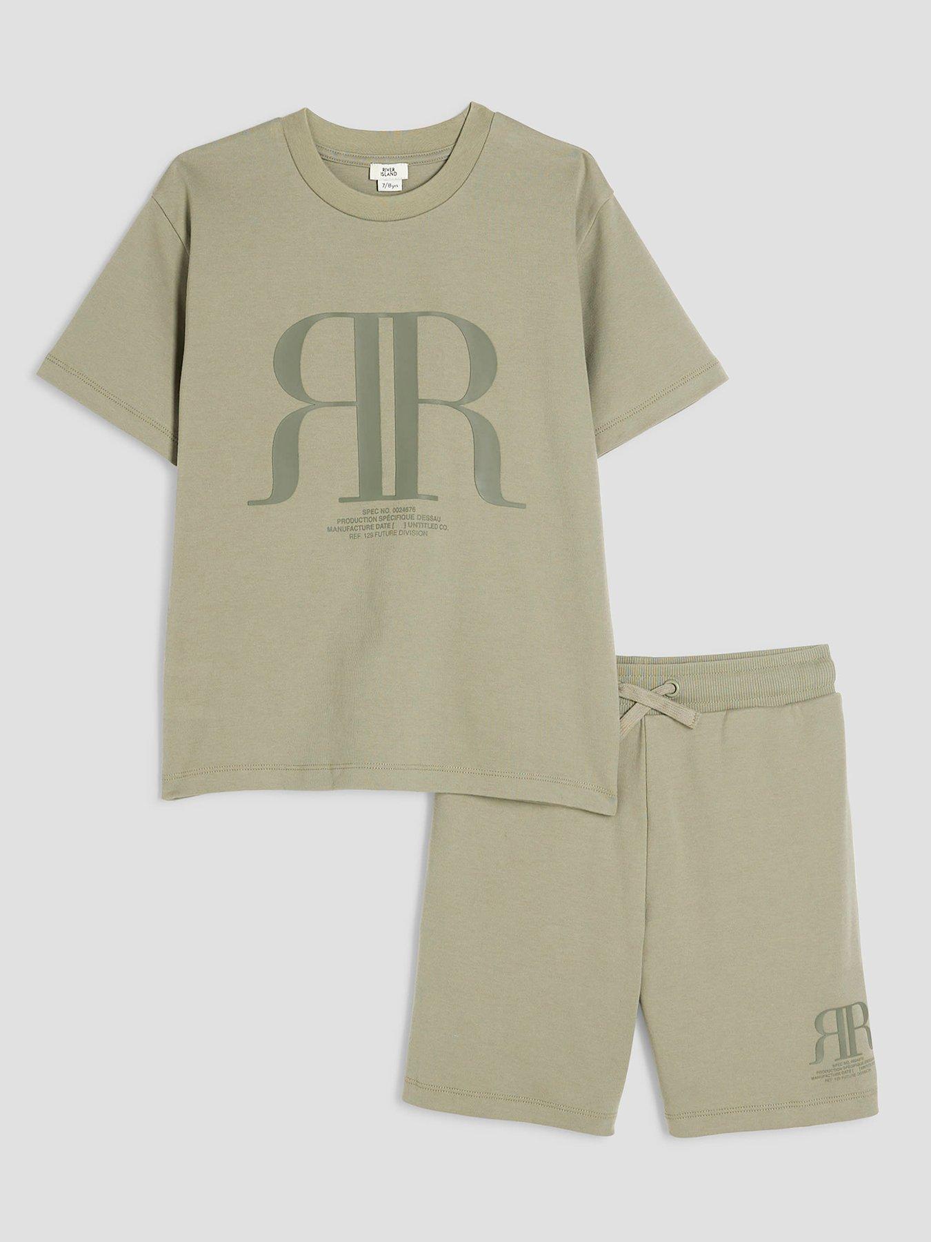 undefined Boys RR T-Shirt And Shorts Set - Khaki