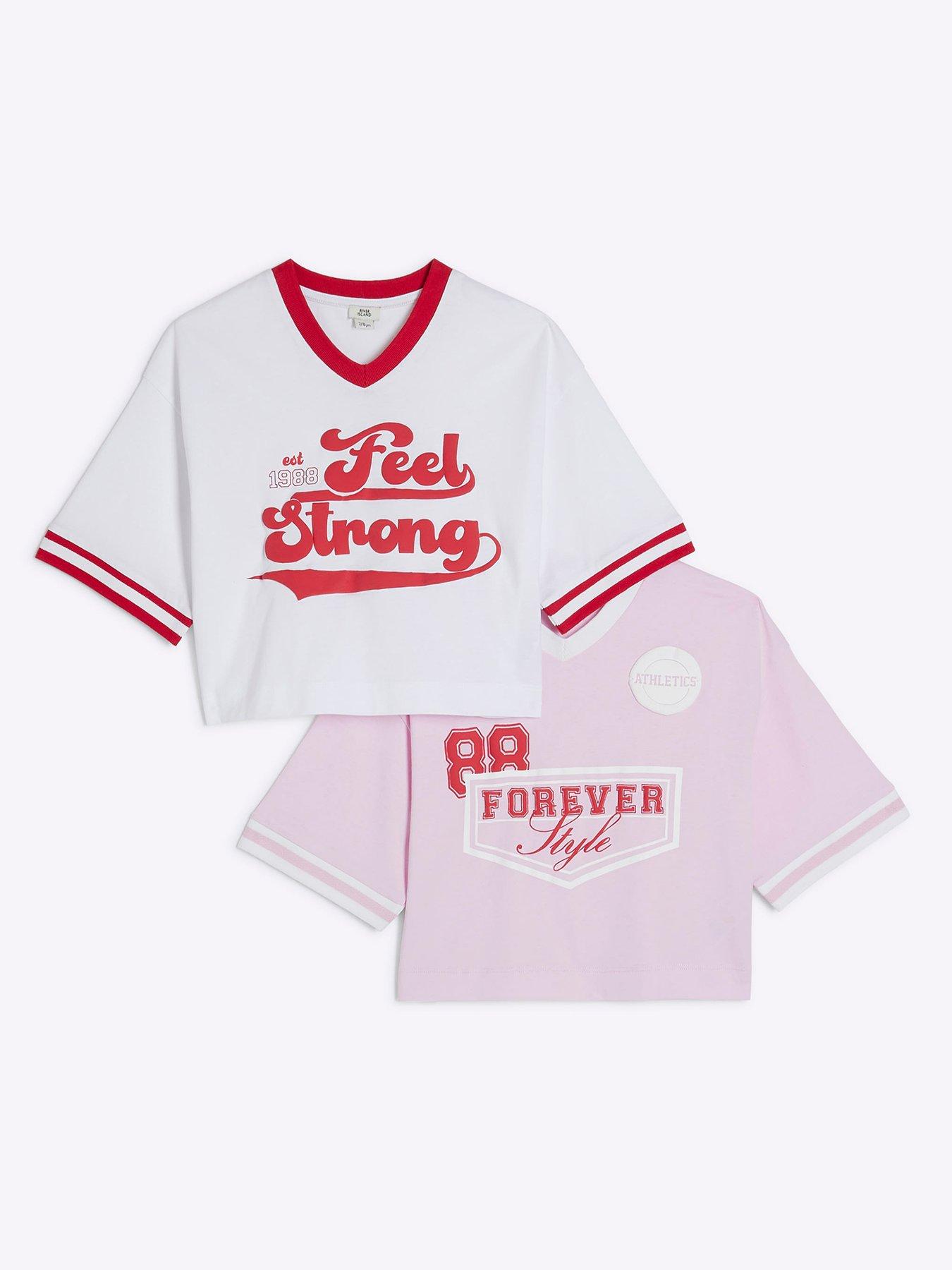undefined Girls Pack Of 2 Crop Tops - Red