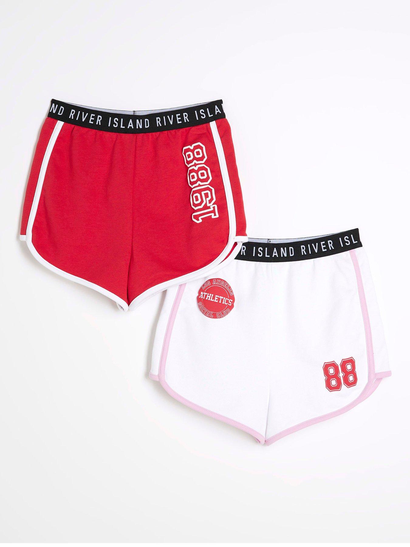 undefined Girls Waistband Runner Shorts 2 Pack - Red