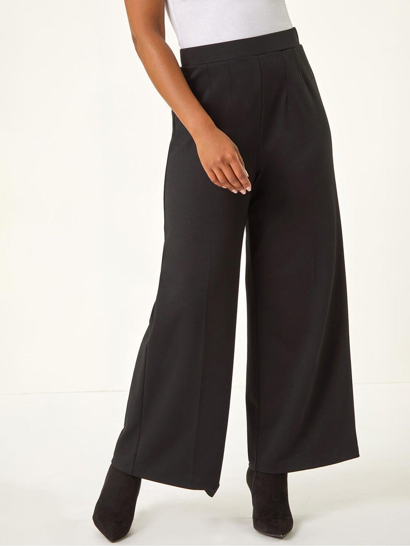 Roman Petite Wide Leg Ponte Stretch Trouser - Black