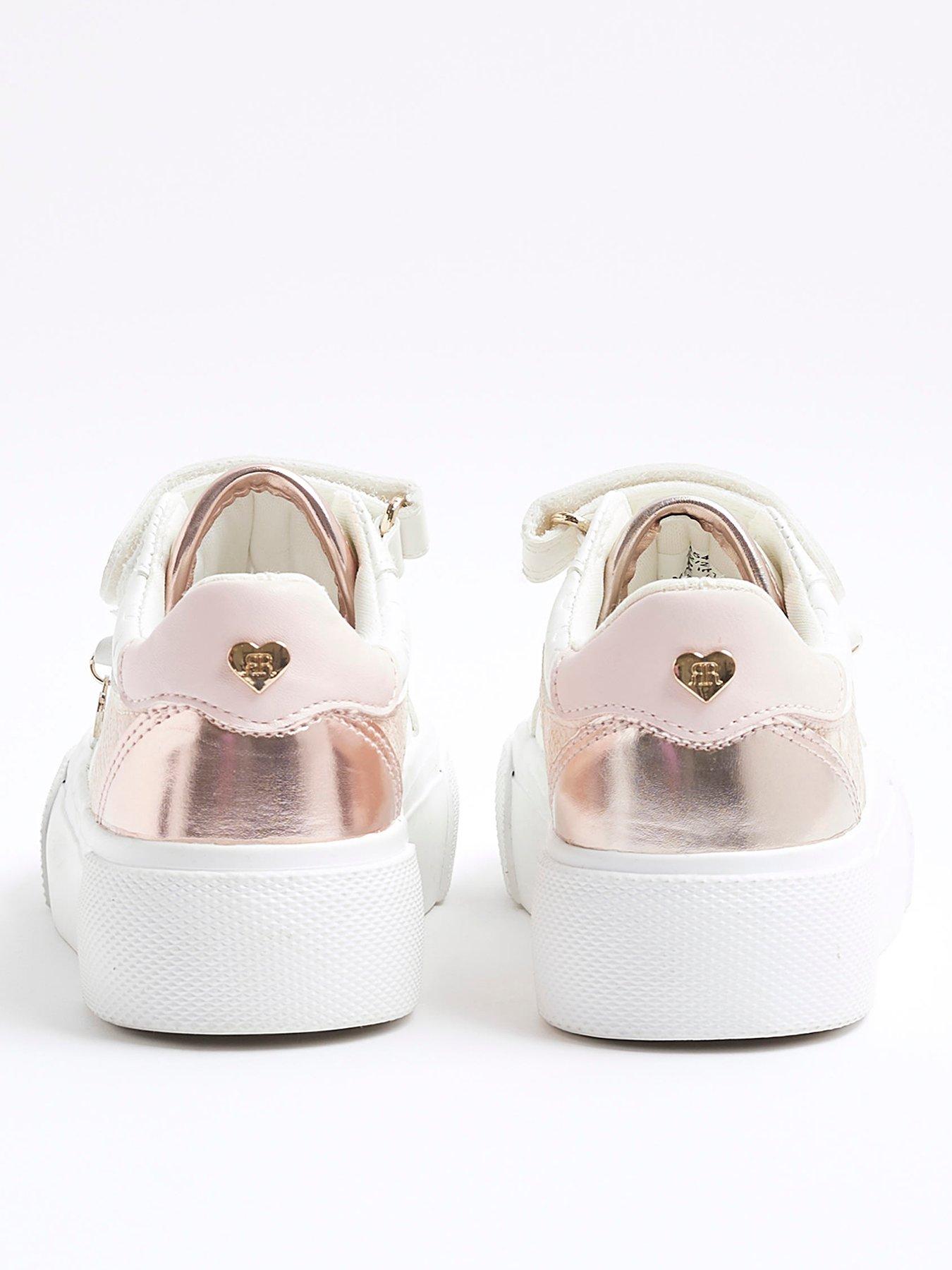 Image 3 of 5 of River Island Girls Monogram Trainers - White/Pink