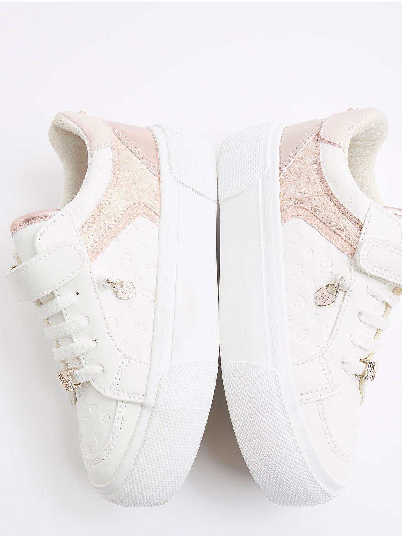 Image 5 of 5 of River Island Girls Monogram Trainers - White/Pink