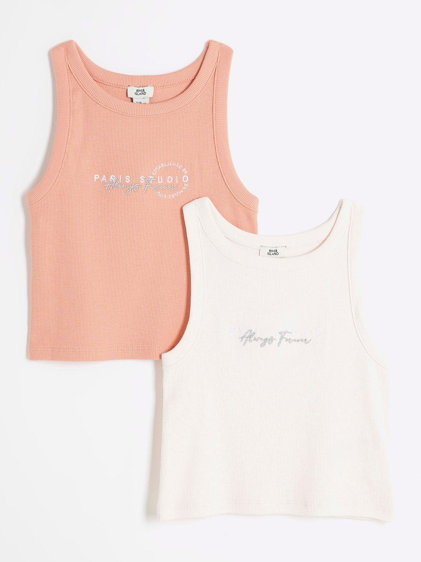 River Island Girls Pack Of 2 Tank Tops - Coral - Orange