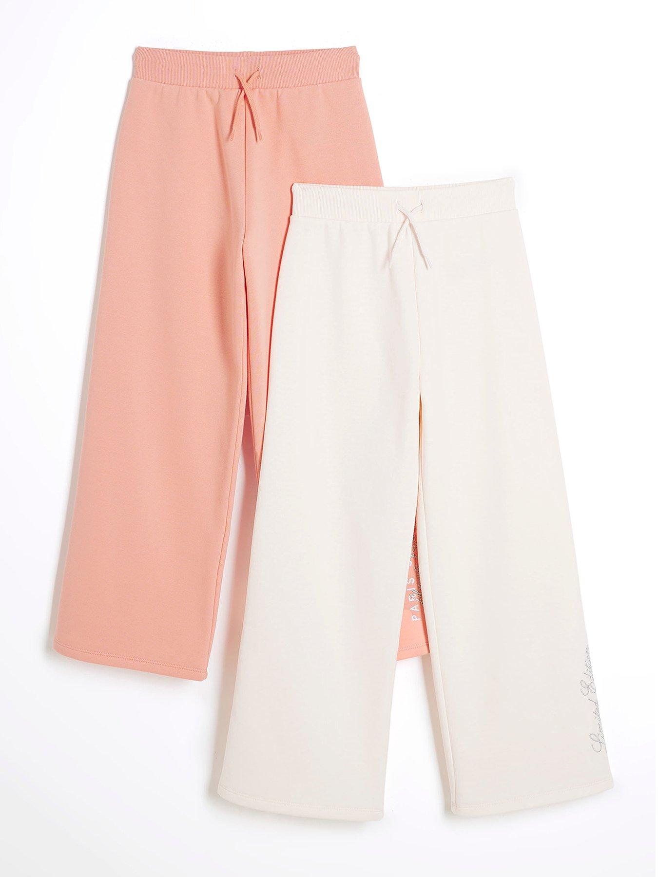 undefined Girls Limited Edition Pack Of 2 Wide Leg Joggers - Coral