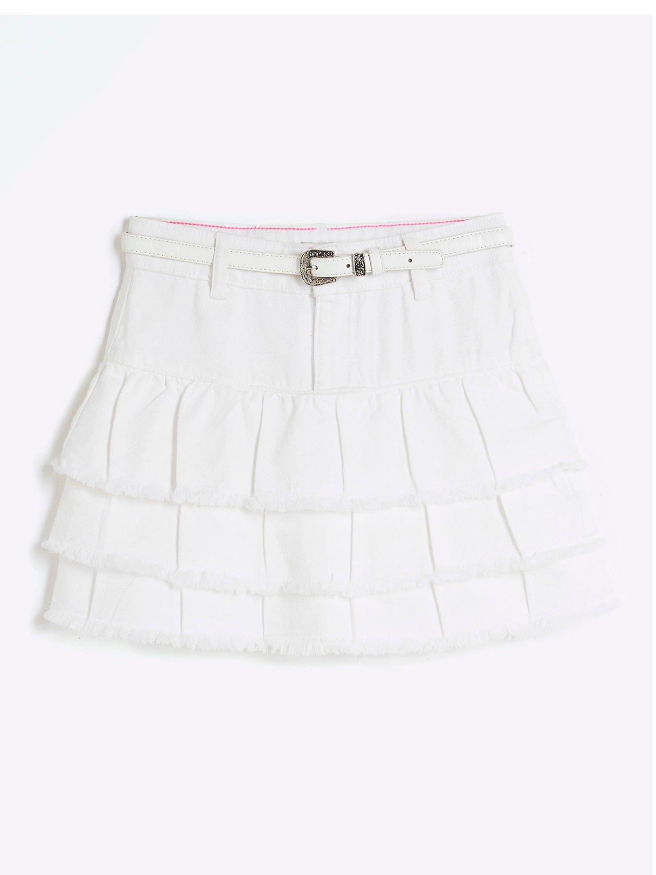 undefined Older Girls Denim Rara Skirt - White
