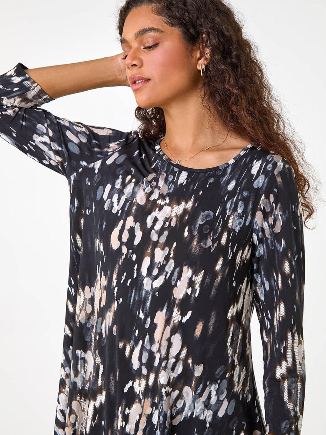 Image 4 of 5 of Roman Abstract Print Tunic - Taupe