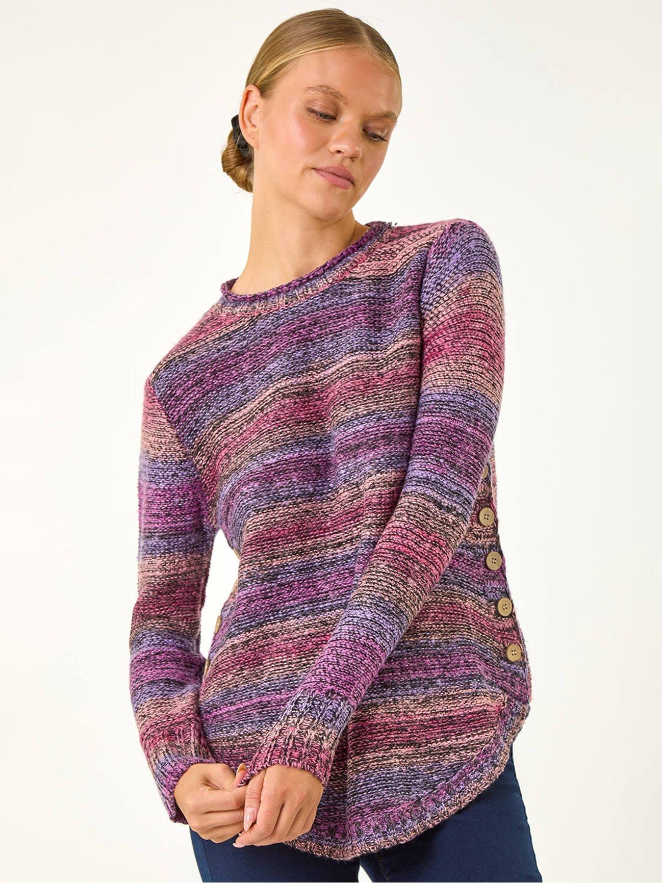 Image 1 of 5 of Roman Spacedye Curved Hem Jumper - Wine
