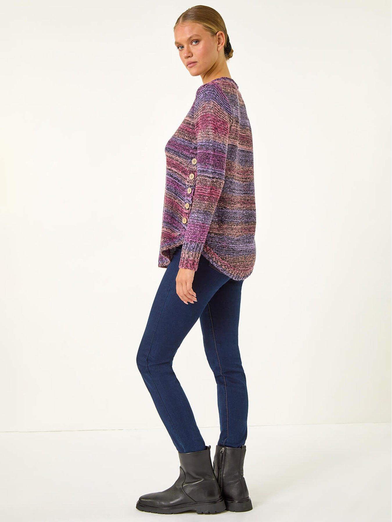 Image 2 of 5 of Roman Spacedye Curved Hem Jumper - Wine
