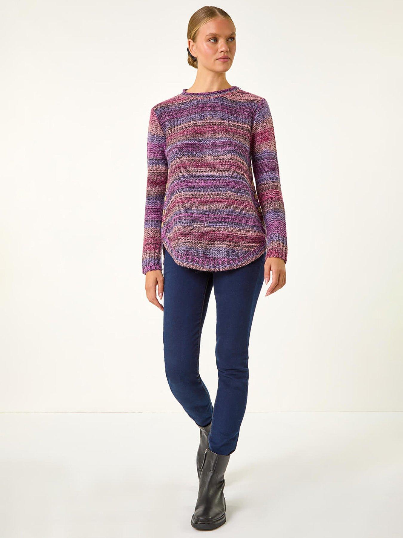 Image 3 of 5 of Roman Spacedye Curved Hem Jumper - Wine
