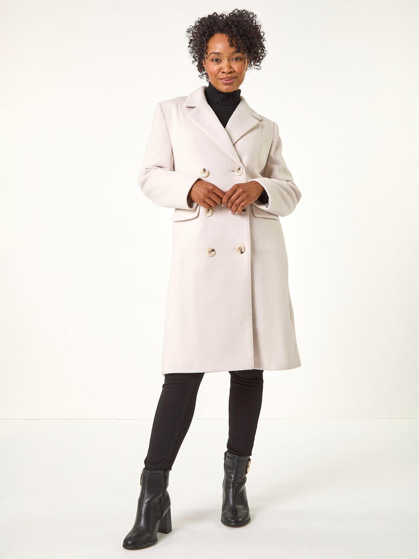 Roman Petite Double Breasted Coat Ivory Very