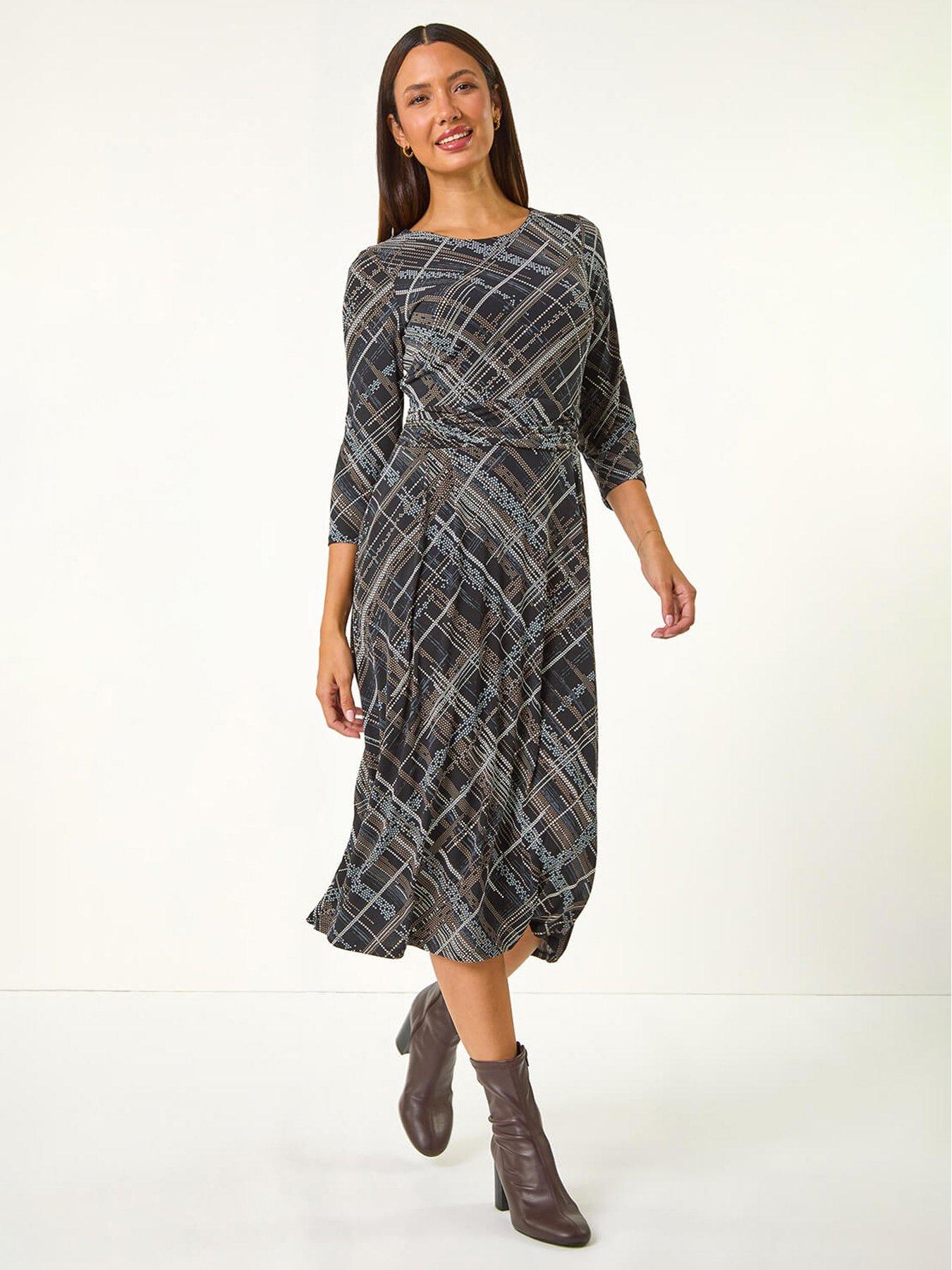undefined Abstract Linear Dress - Brown