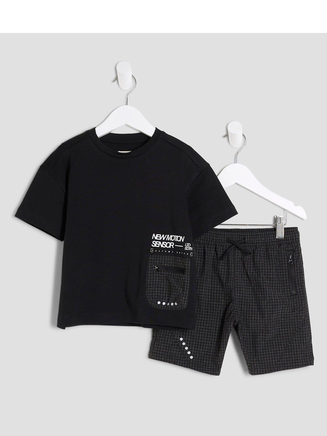 undefined Mini Boys Mesh Pocket T-shirt Set  - Black